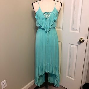 VENUS Aqua color high low dress.